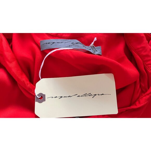 RAQUEL ALLEGRA RED GHOST RANCH MATTE RAYON SATIN DRESS - Picture 6 of 7